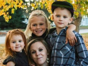 Latasha Gosling and three of her children - Janayah, Jenika and Landen - are shown in an undated, handout photo. Gosling and the children were killed on Wednesday, April 23, 2015. RCMP say they will not be releasing details of their investigation into a mass murder-suicide of a couple and three children in Saskatchewan nearly one year ago.