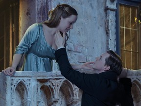 Lucy Hill (left) and Joshua Ramsden star in Globe Theatre's production of Romeo & Juliet.