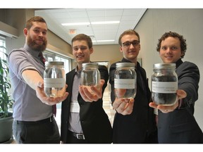 University of Regina Engineering students left to right - Jonathon Sinclair, Austin St. Denis, Austin Rosom and Cody Braun. The group worked with White Bear First Nation to find ways to create safe drinking water for the reserve.