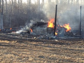 The aftermath of a suspicious fire in the Punnichy area.