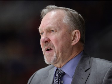 Regina Pats head coach John Paddock in WHL playoff action at the Brandt Centre in Regina on Tuesday.