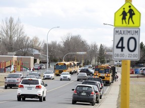 The school zone between Ruth M. Buck and St. Joan of Arc schools on 7th Avenue North in Regina.