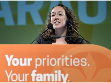 NDP Nicole Sarauer wins the Regina Douglas Park seat in the legislative in Regina on Monday.