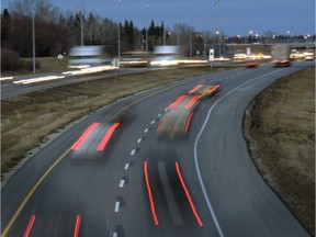 Traffic on the Ring Road near Assiniboine Avenue, one of the photo speed enforcement sites in Regina.