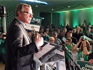 Saskatchewan Party Leader Brad Wall rallying the troops at Queensbury (Salon A) in Regina during a campaign stop.