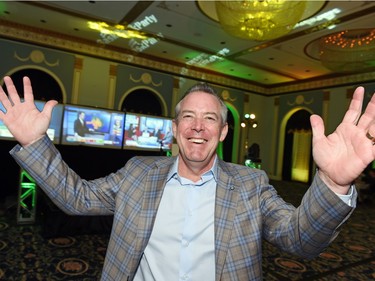 Saskatchewan Party candidate for Indian Head-Milestone Don McMorris is excited about getting elected at the Hotel Saskatchewan in Regina on April 4, 2016.