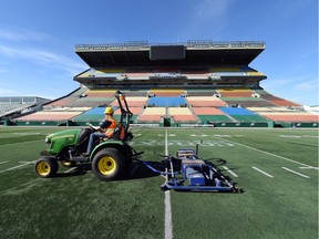 Like this groundskeeper, the City of Regina is getting ready to send off Mosaic Stadium with a bundle of public events.