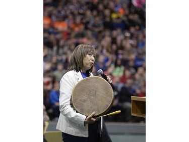 The Faculty of Education at the U of R, in partnership with the National Centre for Truth and Reconciliation (NCTR) will be hosting a Day of Education for Reconciliation. Approx. 1500 students and their teachers from across southern Saskatchewan will be in attendance. There are over 100 education student and faculty volunteers, and sessions will take place. Dr. Shauneen Pete speaks to the students.=