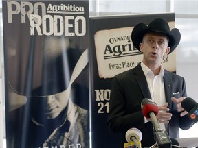 Canadian Western Agribition CEO Marty Seymour talks to reporters about the 2015 financial results, the new Agribition Pro Rodeo, International Trade Centre and his new job.