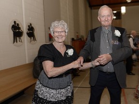 Bill and Shirley Treleaven square dance at an event at Whitmore Park United Church in Regina on April 29, 2016.