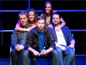 Damien Ryall (left), Angela Klaassen, Jason Fisher, Montana Adams and Ben Redant star in The Full Monty, the latest production from Sterling Productions.