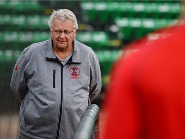 General manager Bernie Eiswirth during a Regina Red Sox training camp at Currie Field in Regina, Sask. on Monday May. 23, 2016.