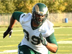 Akiem Hicks, shown here during a practice with the University of Regina Rams in 2011, has some advice for New Orleans Saints prospect David Onyemata.