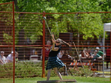Lindsey Deets throws a hammer as part of Western Canadian Scottish Athletics Championship held at the Saskatchewan Highland Gathering and Celtic Festival in Regina, Sask. on Sunday May. 22, 2016.