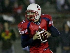 Quarterback Bernd Dittrich, shown in a 2008 file photo, and
Justin Capicciotti were teammates for two seasons at Simon Fraser University. Dittrich died shortly after the 2009 season and his number was retired. That number — 7 — is now worn by Capicciotti with the Saskatchewan Roughriders.