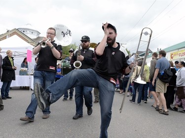 Joel Lareau of the Pile of Bones Brass Band plays at the Cathedral Village Arts Festival on 13th Ave. in Regina, Sask. at 12:19 p.m. on Saturday May. 28, 2016.