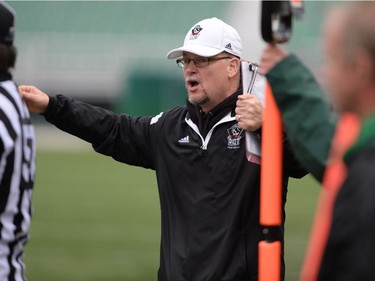 Regina Riot head coach Shawn McCall at Mosaic Stadium in Regina, Sask. on Saturday May. 28, 2016.