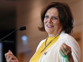 Margaret Trudeau spoke at the Mayor's Luncheon for Mental Well Being at the Delta Hotel in Regina.