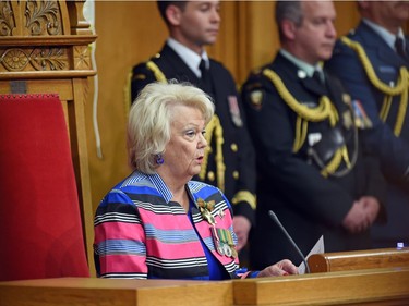 Lieutenant Governor Vaughn Solomon Schofield reads the Throne Speech from The First Session of the Twenty-Eighth Legislature in Regina.