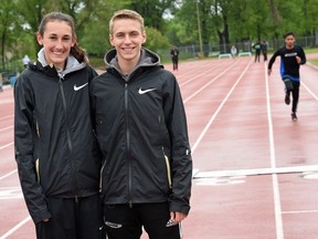 Campbell's Chloe McEachern, left, and Riffel's Matthew Exner were two of the top athletes at the Regina High Schools Athletic Association track and field championships.