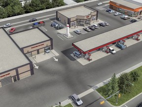 Architect's conceptualization of the combined gas station, convenience store and carwash being built on Albert Street south by the Regina-based Sherwood Co-op, which held its annual general meeting Thursday night.