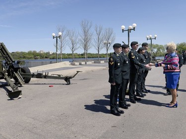 Her honour Lieutenant Governor Vaughn Solomon Schofield inspects the Guard of Honour and the 10th Field Artillery, 38 Canadian Brigade Group before delivering the speech from the throne at the Saskatchewan Legislature Tuesday.