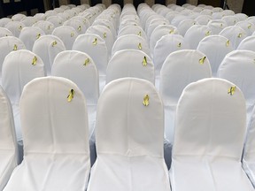 Empty chairs sit representing 122 long term missing persons cases as part of the launch of Missing Person Week.