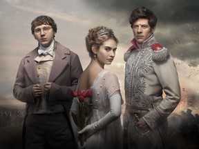 War & Peace, a BBC miniseries starring James Norton (left) as Prince Andrei, Lily James as Natasha Rostov and Paul Dano as Pierre Bezukhov, is now available on DVD.