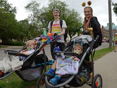 Jasper and Haley Holtslander and their children at the Queen City Pride Parade in Regina, Sask. on Saturday June. 25, 2016.