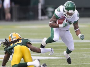 Kendial Lawrence, right, is one of many new additions to the Saskatchewan Roughriders who will bear watching during Thursday's regular-season opener against the visiting Toronto Argonauts.
