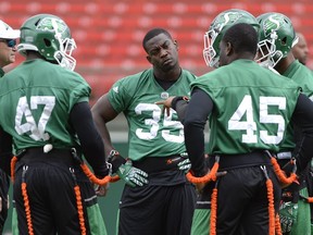 Linebacker Greg Jones (35) is the new man in the middle for the Saskatchewan Roughriders' defence.