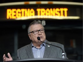 Ralph Goodale, federal minister of public safety and emergency preparedness, announces funding for the construction of a new City of Regina transit maintenance facility in Regina on June 3, 2016.