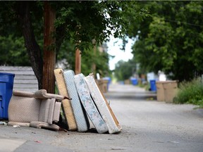 REGINA, SASK : June 30, 2016 -- The alley between the 1200 block of Athol St. and Garnet St. in Regina on Thursday. It is one of the back alleys that is set to be cleaned TROY FLEECE / Regina Leader-Post