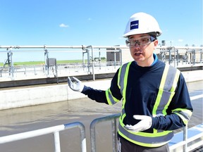 John Elford, senior vice-president EPCOR Water Canada in the biological nutrient removal area of the new waste water treatment plant west of Regina. This process is used for nitrogen and phosphorus removal from waste water.