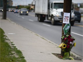 A makeshift memorial was set up at the corner of Saskatchewan Drive and Halifax Street after a Regina man was killed June 24, 2015 in a hit and run. Austin Donavon Travis Terry was subsequently charged.