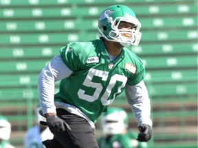 Chicago Bears linebacker Jerrell Freeman, shown here during his days with the CFL's Saskatchewan Roughriders, is to be back in Regina for a clinic with the Regina Youth Flag Football League.