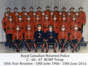 Fifteen members of RCMP Troop C66/67 reunited in Regina on June 10 to mark the 50th anniversary of the formation of their troop.
