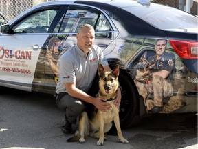 Chris Siddons with his service dog Sierra. Siddons was the provincial co-ordinator of the operational stress injury (OSI) project that supports veterans, police, fire, EMS and community first responders in Saskatchewan.