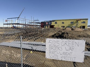 Photos of one of Regina's three joint-use schools under construction in Greens on Gardiner in March 2016.