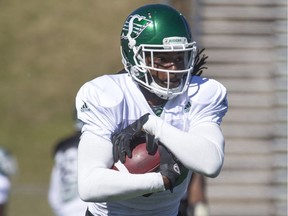 Naaman Roosevelt has practised covering up the football to avoid having it stripped away during the Saskatchewan Roughriders' training camp.