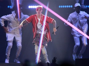 Justin Bieber performs to a sold-out crowd at SaskTel Centre in Saskatoon on June 16, 2016.