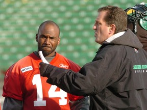 Darian Durant, 14, and Kent Austin celebrated a Grey Cup together with the 2007 Saskatchewan Roughriders.