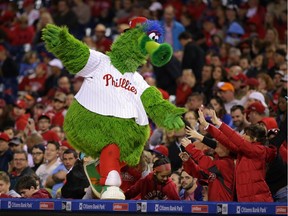 The Phillie Phanatic, shown here in a file photo, recently beat Donald Trump in a poll of Pennsylvania residents who were asked which entity was more qualified to be president. Hail to the Chief!