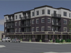 An artist's rendering of proposed development at 13th Avenue and Elphinstone Street that was rejected by city council.