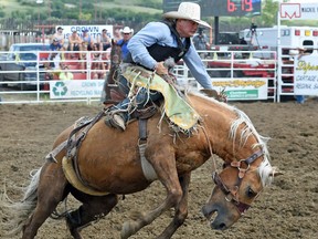 Tyrel Fouhse from Regina riding in the rodeo at the Craven Country Jamboree.