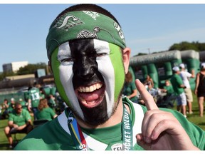 Jamie Mrazek from Regina at the Riders vs. Ottawa game at Mosaic Stadium on July 22.