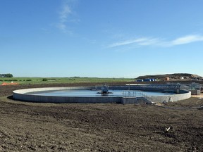 Clarifiers at the new wastewater treatment plant west of Regina.