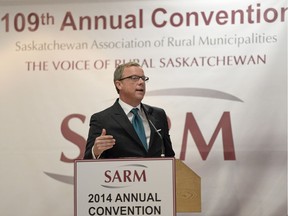 Premier Brad Wall, speaks during the 2014 annual SARM convention at Queensbury in Regina. The future of RMs is up for discussion.
