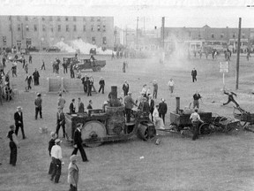The Market Square, after the Regina Riot was broken up by police on July 1, 1935.