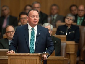 Saskatchewan Finance Minister Kevin Doherty delivers his budget speech on June 1.